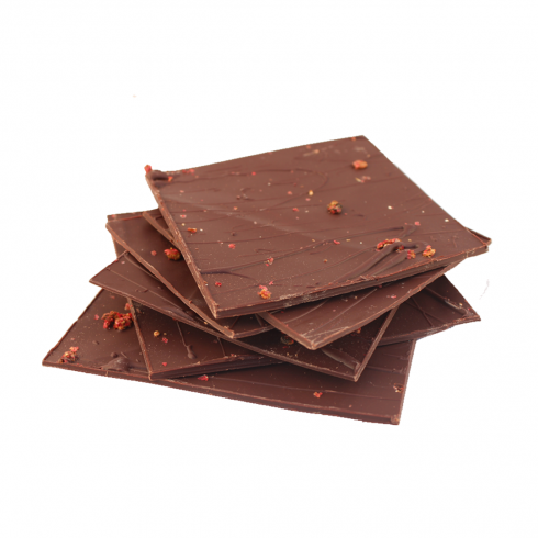 Cacos de Chocolate Negro 70% com Pimenta Rosa Cacos de Chocolate Negro 70% com Pimenta Rosa