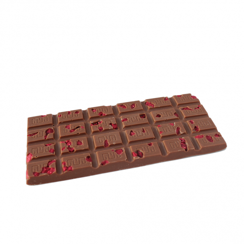 Tablete de Chocolate Leite 35% com Framboesa Liofilisada Tablete de Chocolate Leite 35% com Framboesa Liofilisada