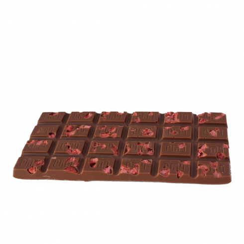 Tablete de Chocolate Leite 35% com Morango Liofilisado Tablete de Chocolate Leite 35% com Morango Liofilisado