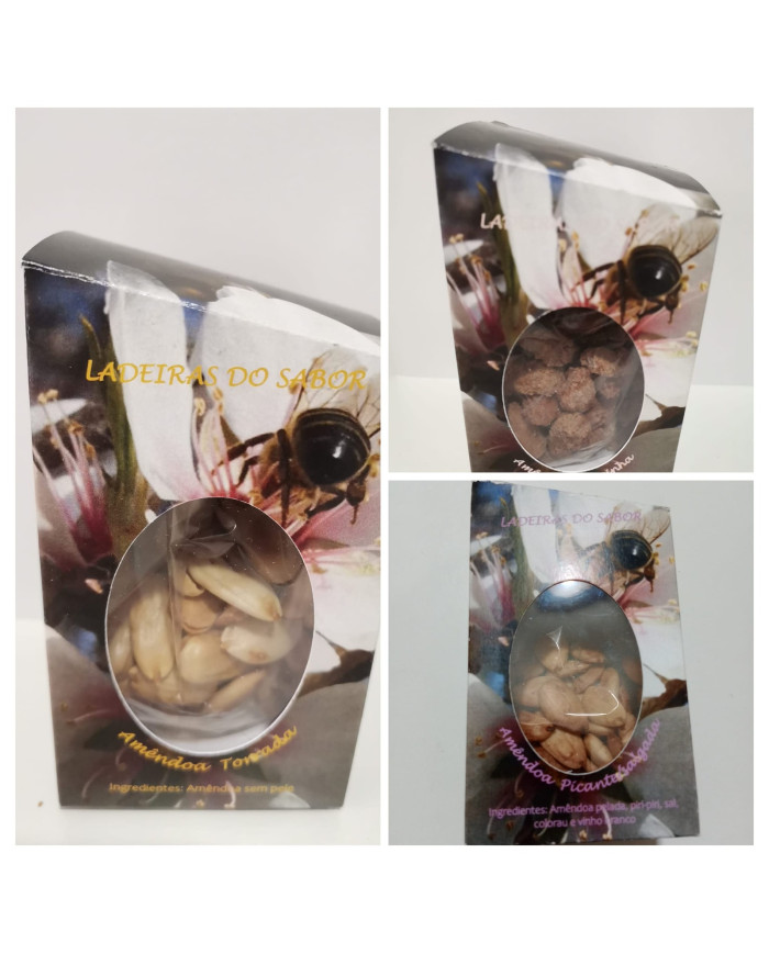 Pack caixa (3) amêndoa torrada, picante/salgada e caramelizada